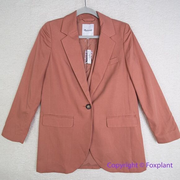 New! Madewell The Larsen Blazer in Drapeweave in rose, size S - Picture 2 of 16